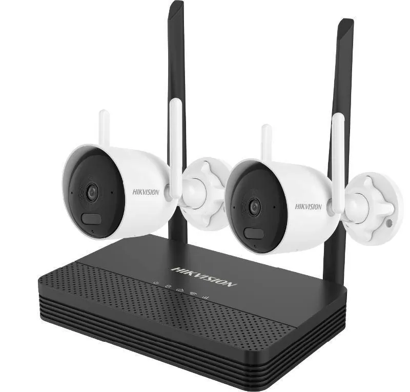 Kit de Videovigilancia Hikvision NKS422WBH, NVS WiFi 4 canales, 2 camaras IP 2 MP, RJ45 10/100 1