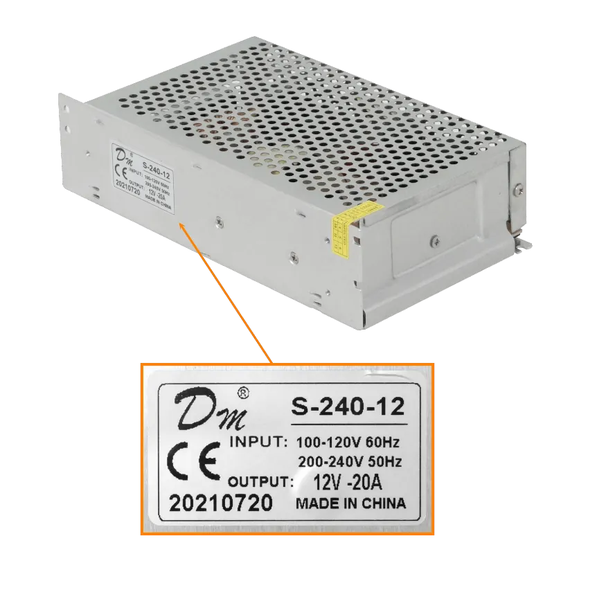 Fuente de Poder Ajustable 240W 12V 20A, IP20, Entrada 110-245VAC 1