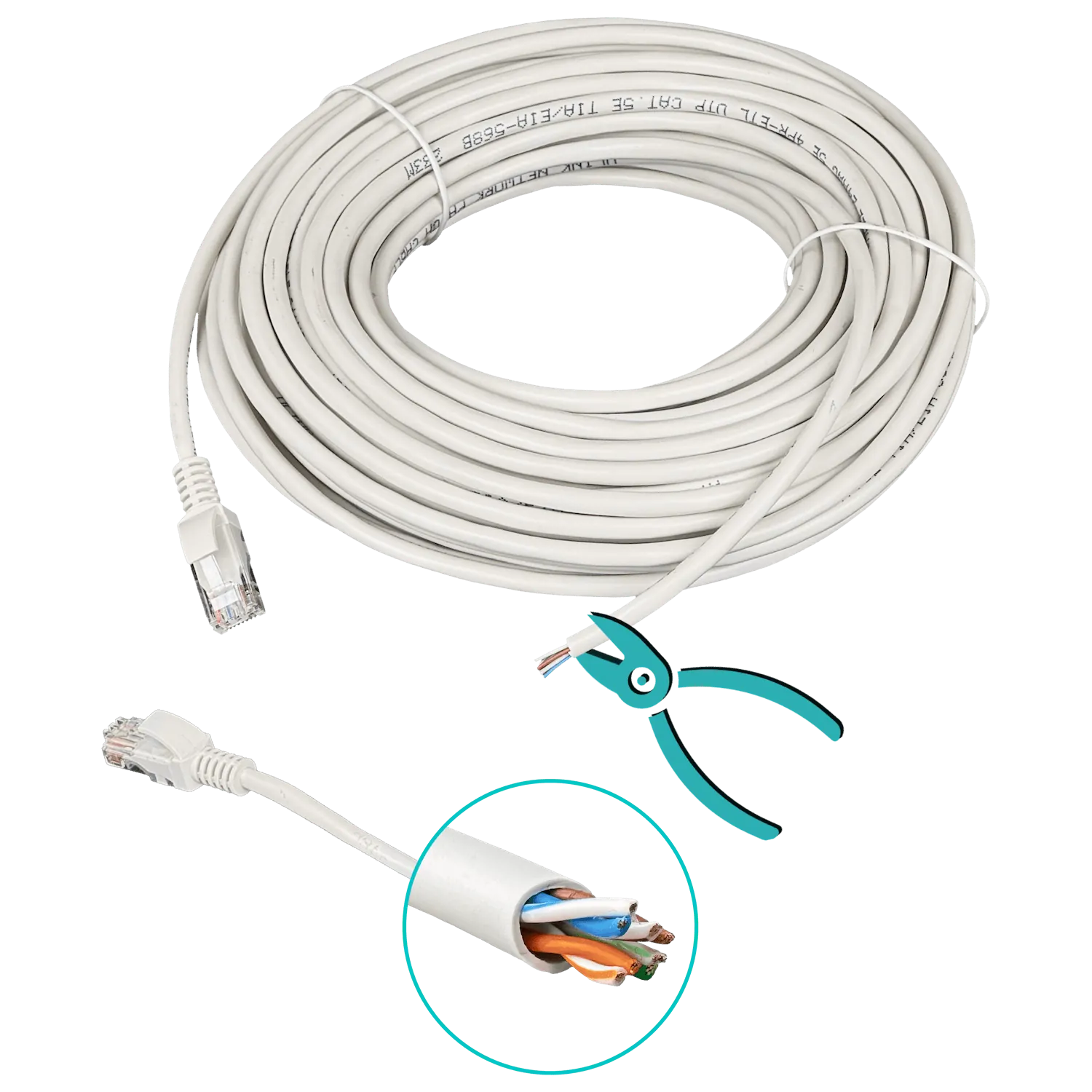 Cable Patch Genérico Cat5e 20mt Gris CCA Inyectado 26AWG 1