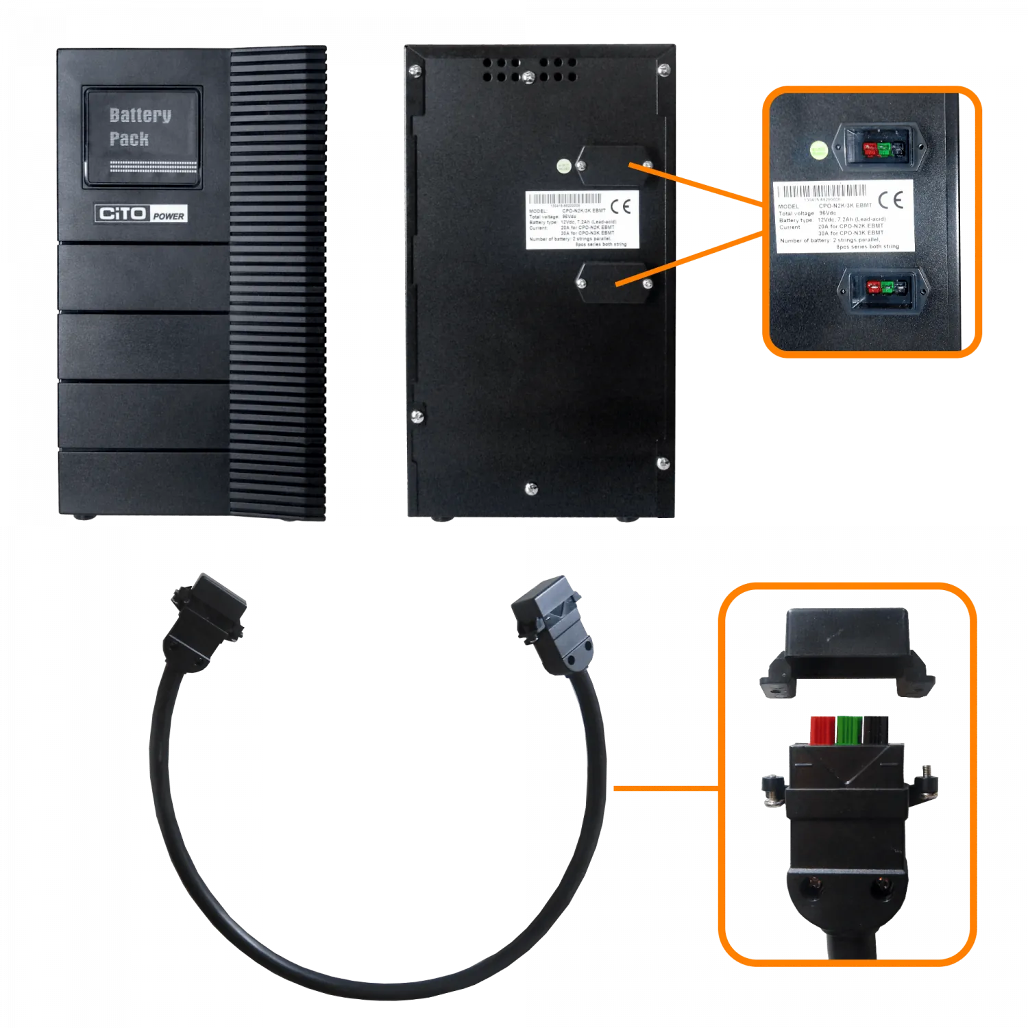 Banco Vacío CITO EBMT-3K 16 Baterías 96VDC 2x8x12V/7.2Ah Torre sin Baterías 1