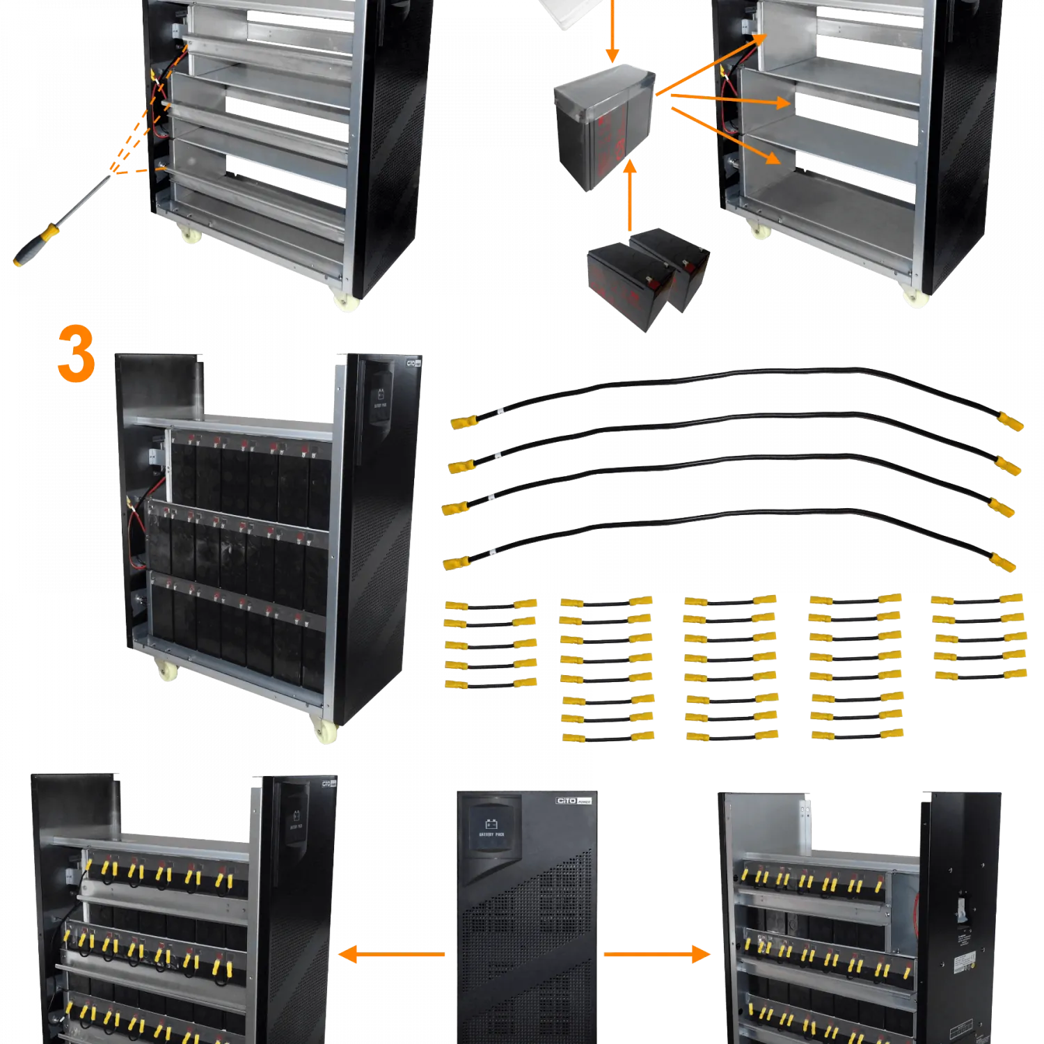Banco Vacío CITO EBMT-6K 40 Baterías 240VDC 2x20x12V/7.2Ah Torre sin Baterías 1