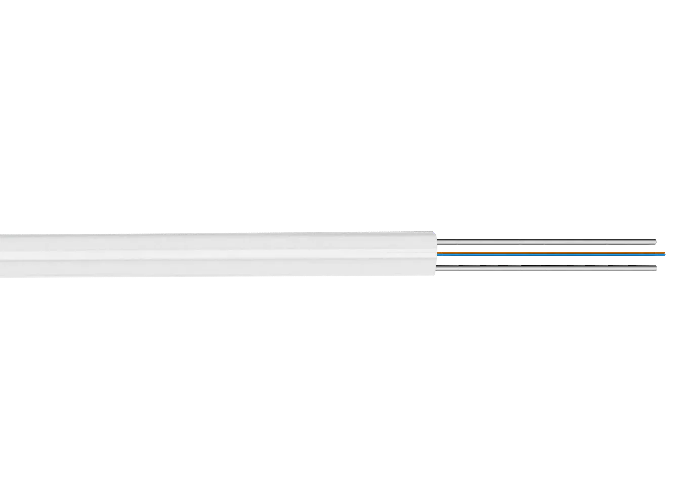 Cable de Fibra Óptica Monomodo 2 Fibras G652D Blanca 500m DropCable Exterior FTTH SM LSZH 3x2mm 1