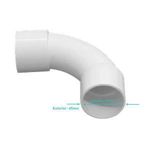 Codo curva LinkChip PVC40-C 40mm blanco para tubo PVC