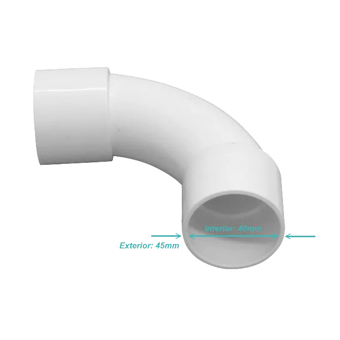 Codo curva LinkChip PVC40-C 40mm blanco para tubo PVC 1