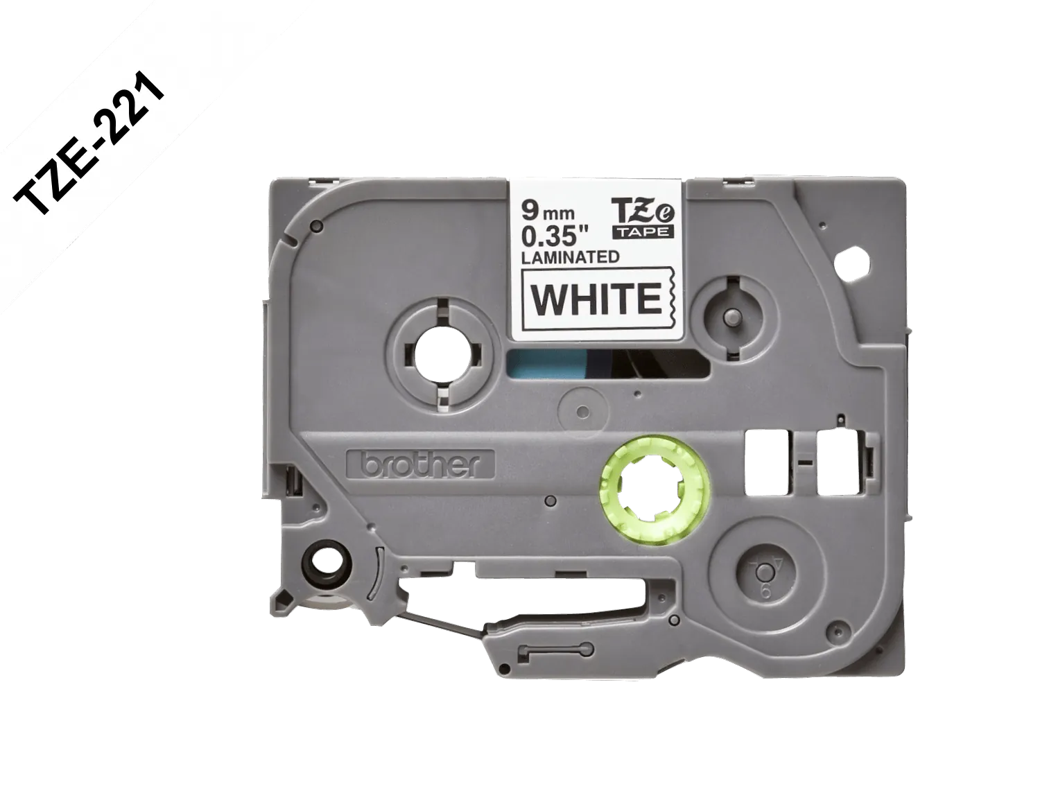 Cinta negro sobre blanco 9 mm (0,35