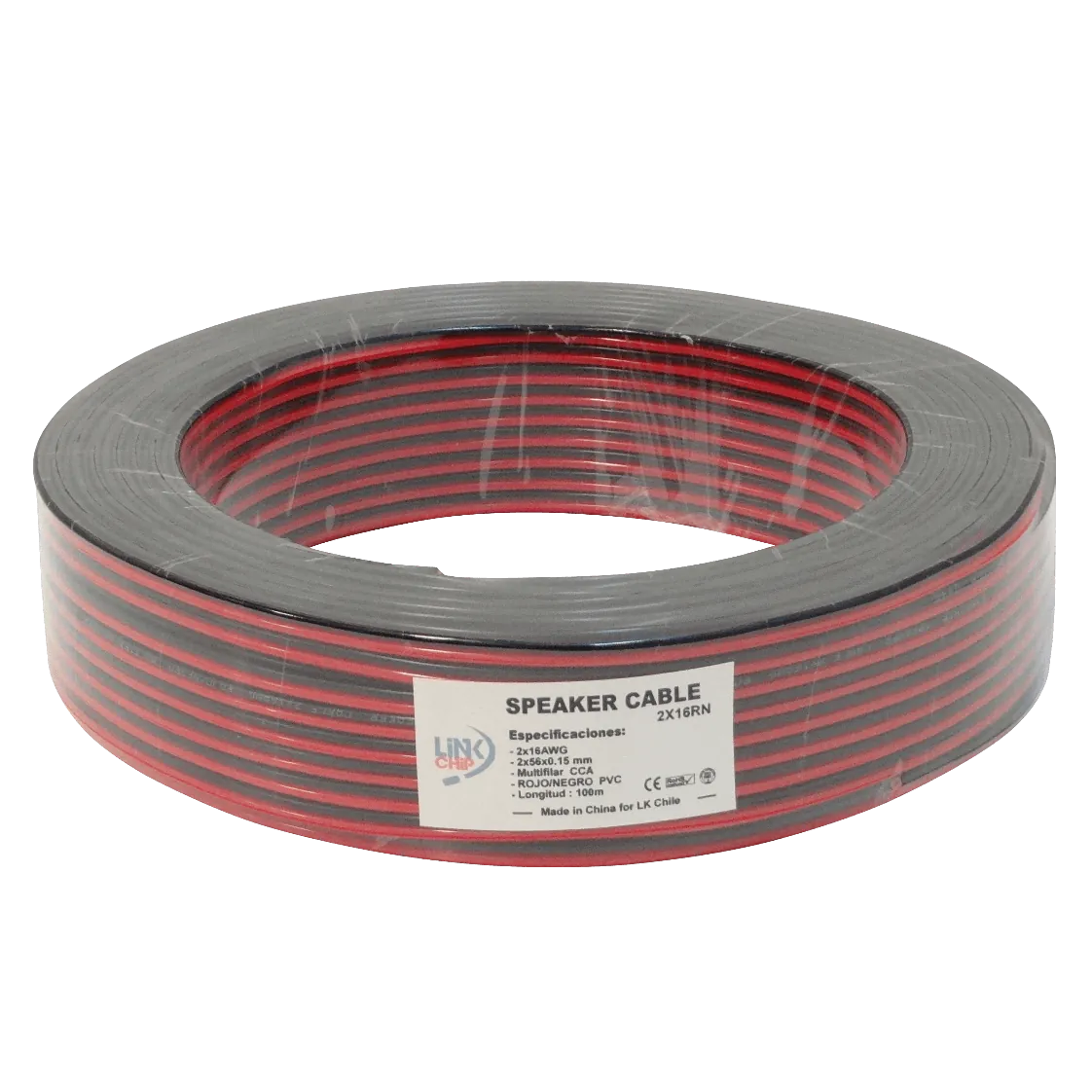 Cable Paralelo Rojo/Negro 2x16AWG CCA 2x1,0mm² Multifilar 100m 1