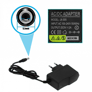 Fuente de Poder 5V 2A Plug 5.5x2.1mm, Transformador 100-240VAC