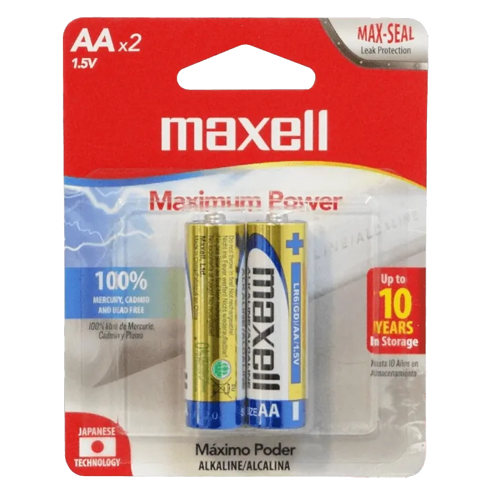 MAXELL 2-Pilas-AA Alcalinas LR6 1.5V 1,5V LR06BP2 Alkaline Blister 1
