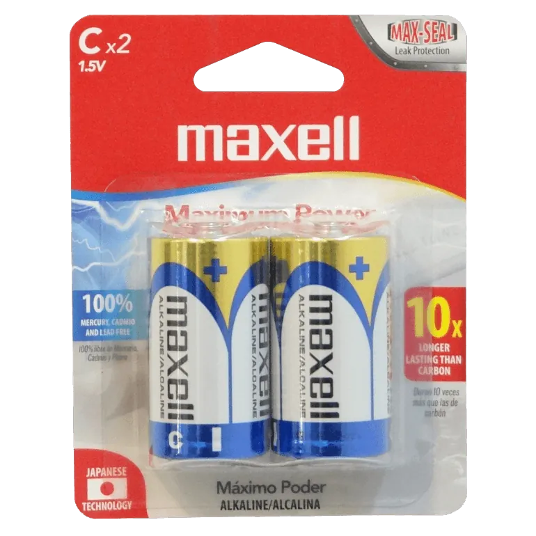 MAXELL 2-Pilas-C Alcalinas LR14 1,5V 1.5V CX2ALC Alkaline Blister 1