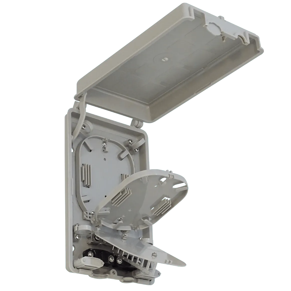 Caja NAP de Fibra Óptica 24 Puertos IP52 Gris - BOX-24C 1