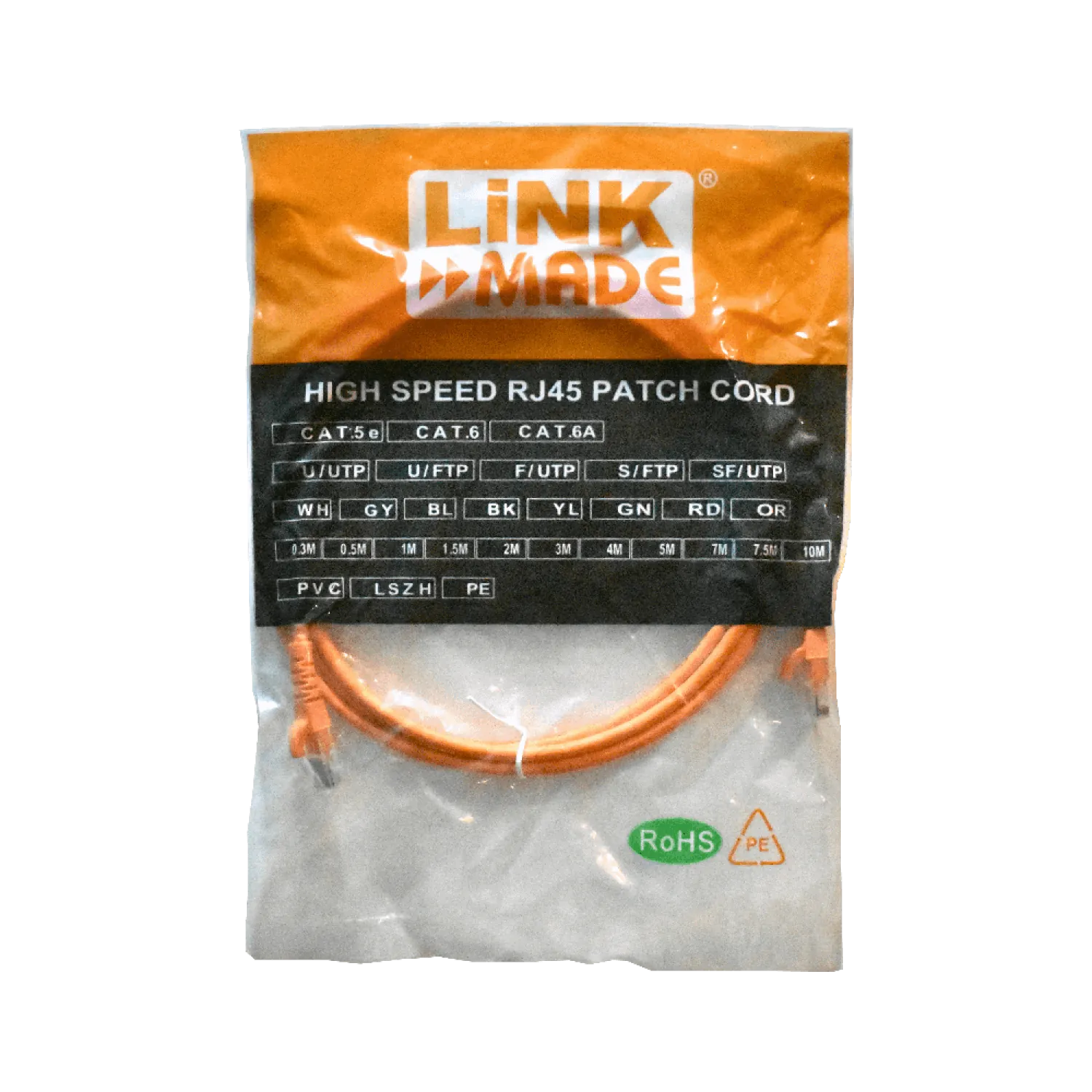 Cable Patch LINKMADE Cat6 Naranjo LSZH 2m Inyectado Multifilar para Redes Profesionales 1