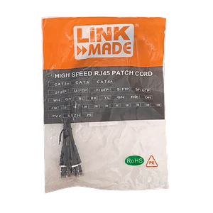 Pack x4 Cable Patch LINKMADE Cat6 S/FTP 30cm Negro LSZH Inyectado Multifilar