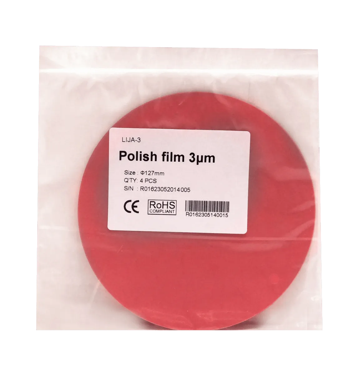 3um 3-Micras Lija p/Fibra Optica 4-Unidades Diametro-127mm Polish 1