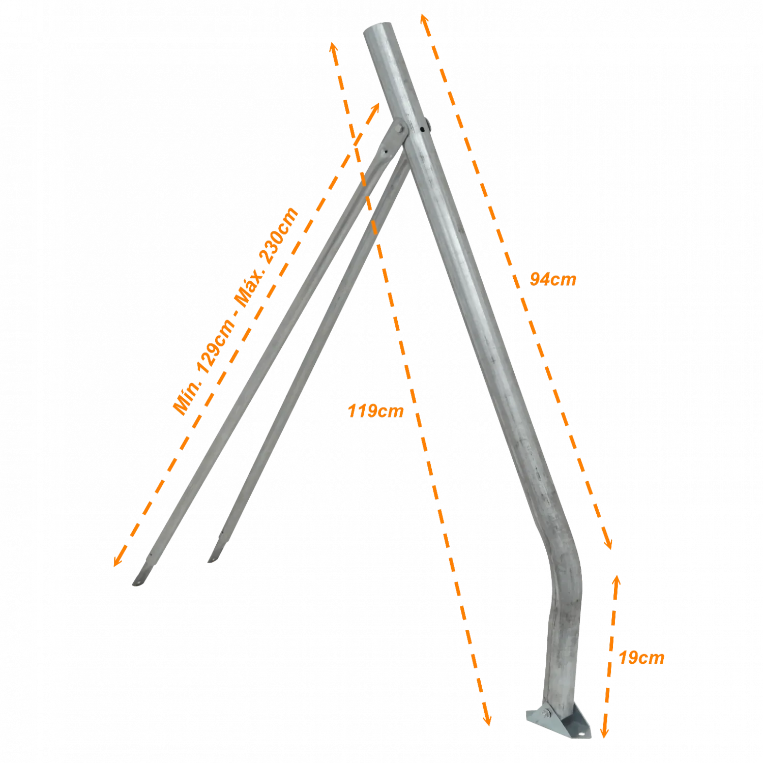 Soporte Trípode Zincado Pintado UV, 120-200cm, 2 patas 1