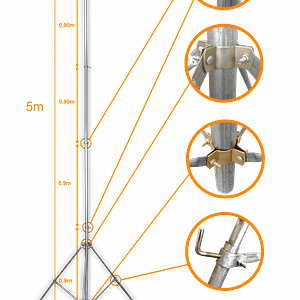 Mastil Liviano LINKMADE MASTD-5M 5m Telescopico Galvanizado No requiere Piola