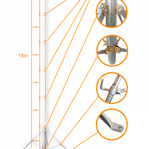 Mastil Telescopico Galvanizado LINKMADE MASTD-18M Ligero 17m No Requiere Piola