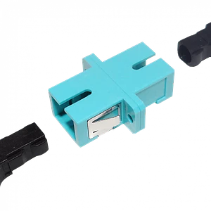 SC-SC Aqua OM3 SX-Simplex Copla p/Fibra Adaptador p/Cabecera-CL/Caja