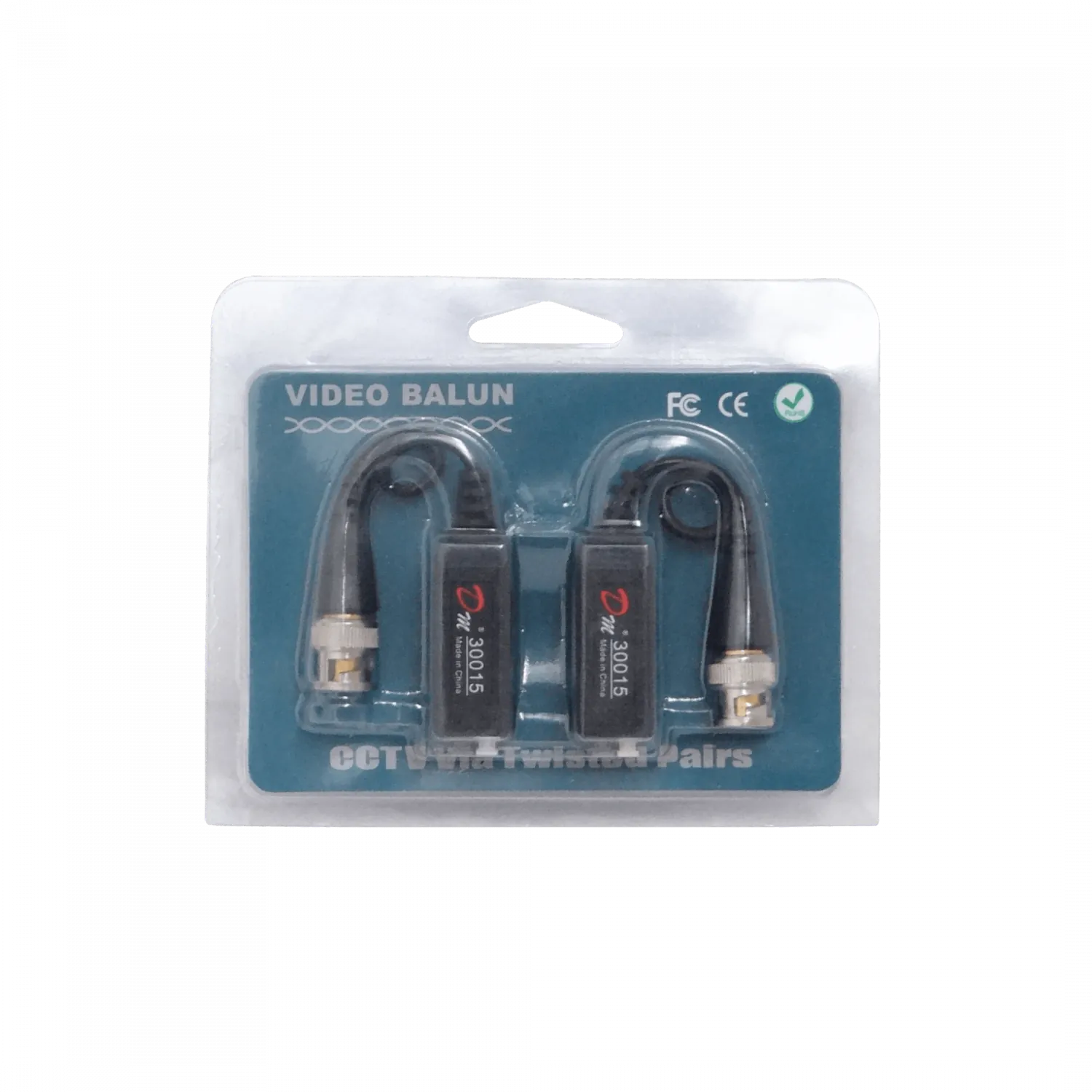 Balun Pasivo 1-Par 2 Unidades CCTV-UTP-BNC BNCM BNC-Macho DC-8MHz 1