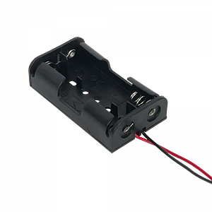 PORTA-2AA. Porta-Pila 2-AA Negro Cable-10cm