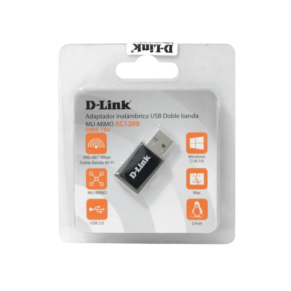 Adaptador de red Wifi USB D-Link DWA-182, AC1300/1200, Wi-Fi 5G Conectividad Dual Band (2.4 y 5 GHz) 1