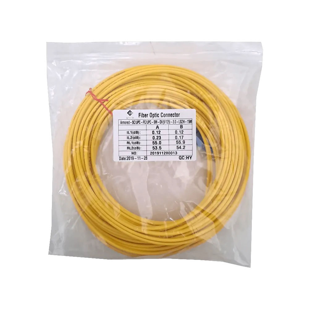 LSZH 15mt SC-FC MonoModo SM Duplex Jumper Cable Fibra 9/125um 3.0mm 1