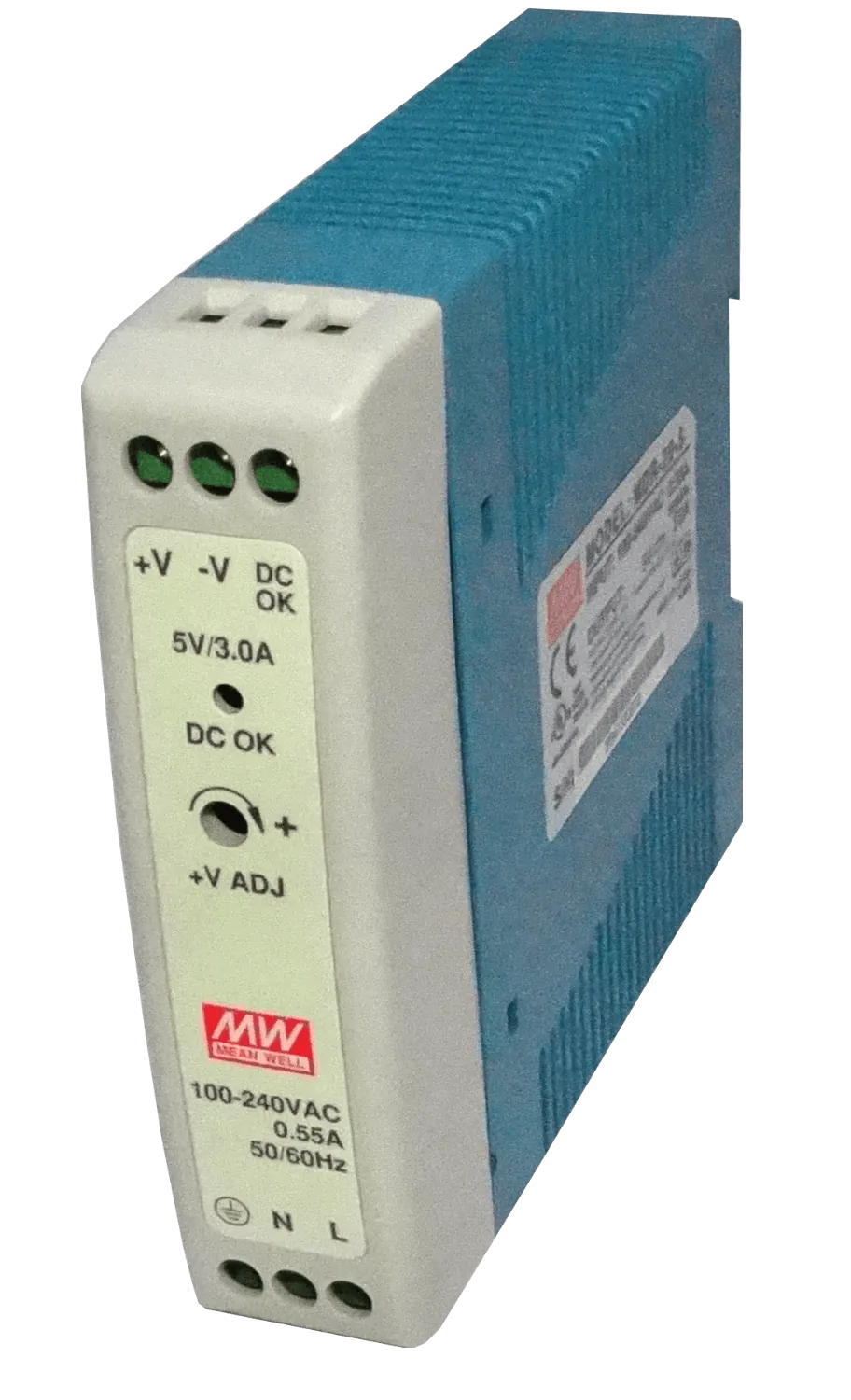 MEANWELL 5VDC 15W 3A Ajustable Ancho-24mm Riel-DIN Fuente-Poder 1