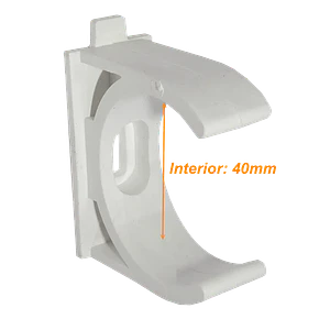 LINKCHIP 40mm Soporte Fijacion Abrazadera p/Tubo PVC Blanco Tornillo