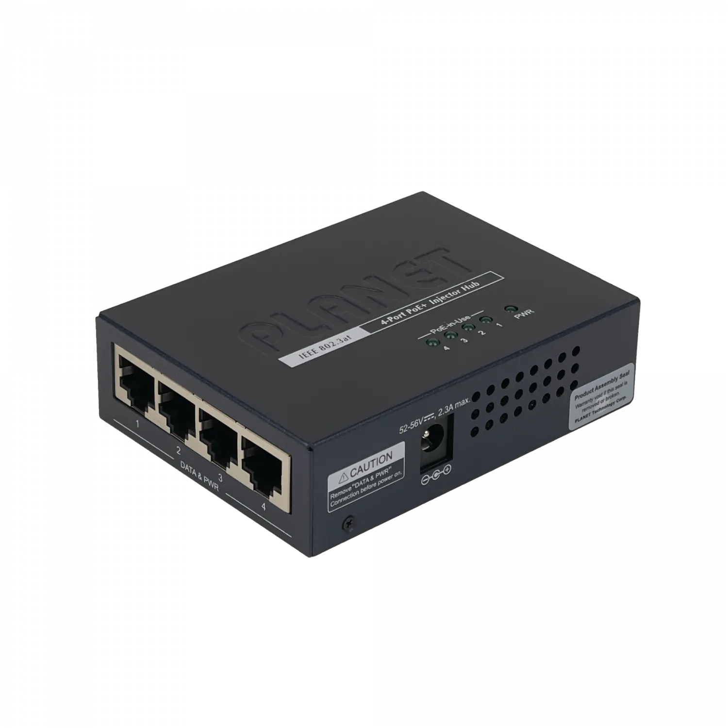 Hub Inyector PoE+ de 4 Puertos PLANET HPOE-460, 120W, Soporte Gigabit, Potencia 54V  1