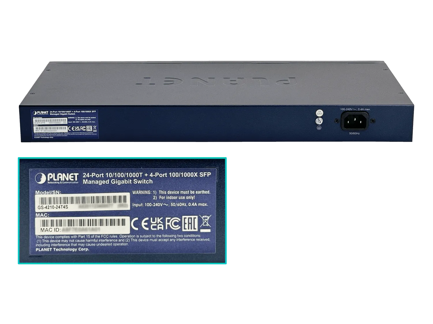 PLANET 24-1000 4-SFP Console Switch Admin Rack 28-port GS-4210-24T4S 1