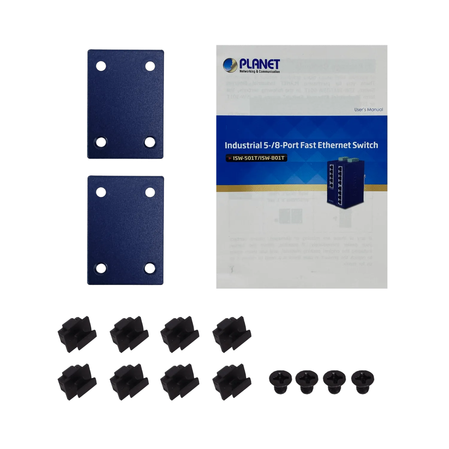 PLANET 8-100 Switch Industrial Riel-DIN no-Admin req/12-48VDC/24VAC 1