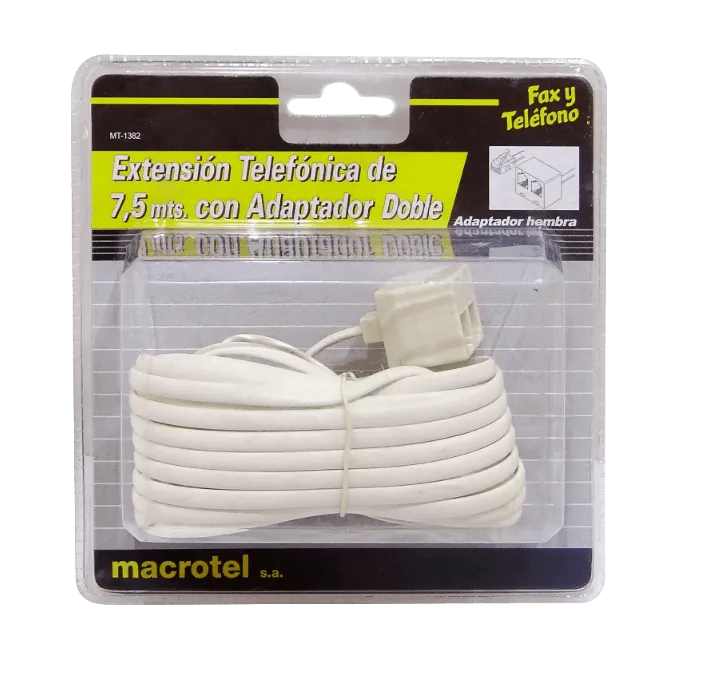 Cable Extensor MACROTEL 1 RJ11 Macho, 2 RJ11 Hembra, 7.5mt 6P4C 1