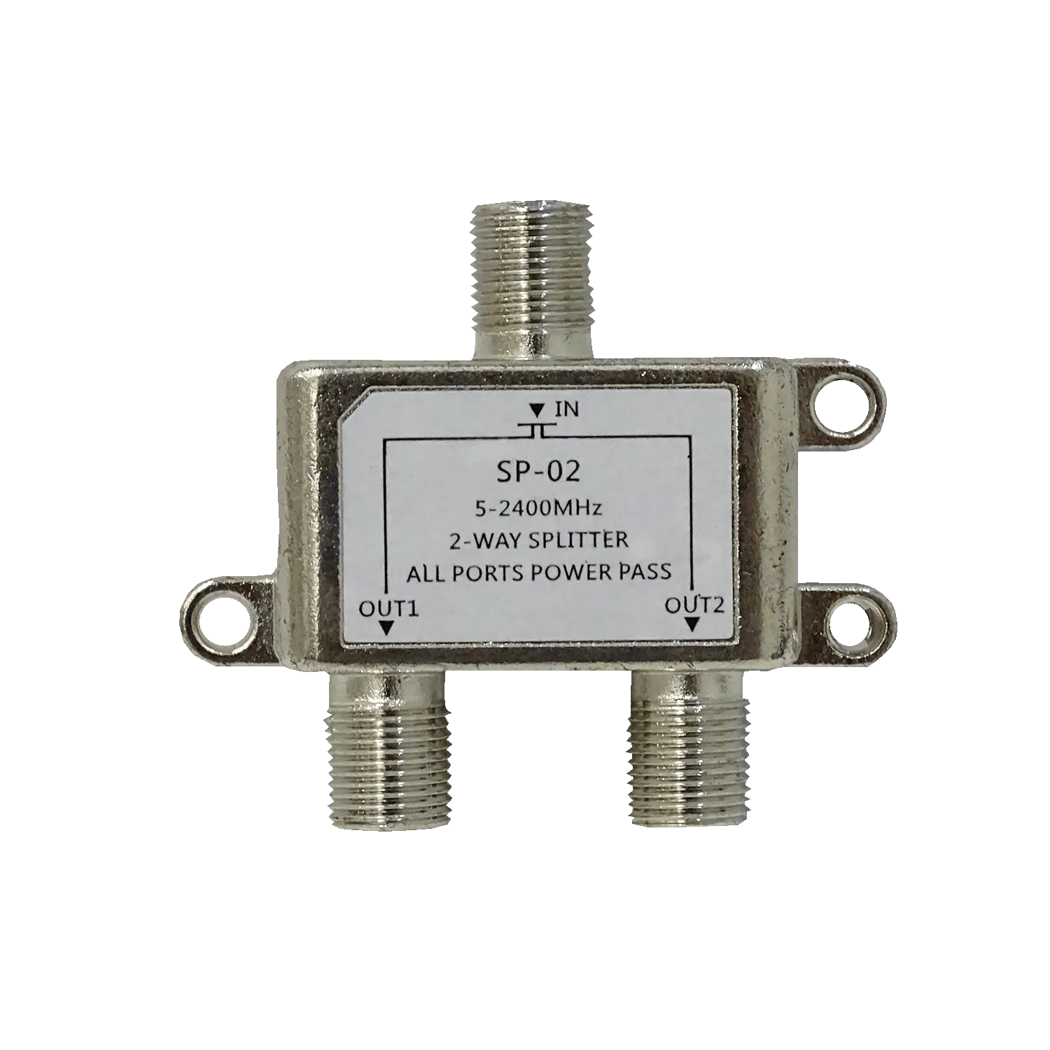 Splitter Coaxial 1 Entrada F-H a 2 Salidas F-H, 5-2400MHz, 75 Ohm TV Satelital 1