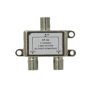 Splitter Coaxial 1 Entrada F-H a 2 Salidas F-H, 5-2400MHz, 75 Ohm TV Satelital