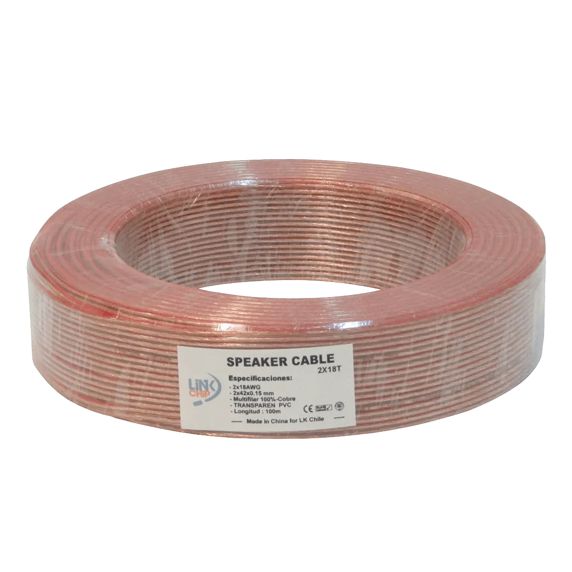 Cable Paralelo Multifilar 2x18AWG Cobre, 2x0.75mm², 100m, Transparente 1
