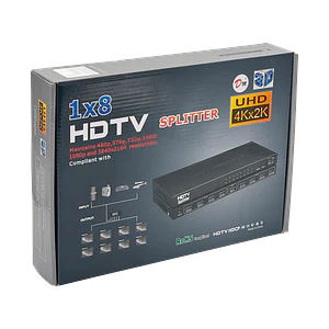 Splitter HDMI 1x8 v1.3, 1080p, 1 Entrada a 8 Salidas, Fuente 5V 2A