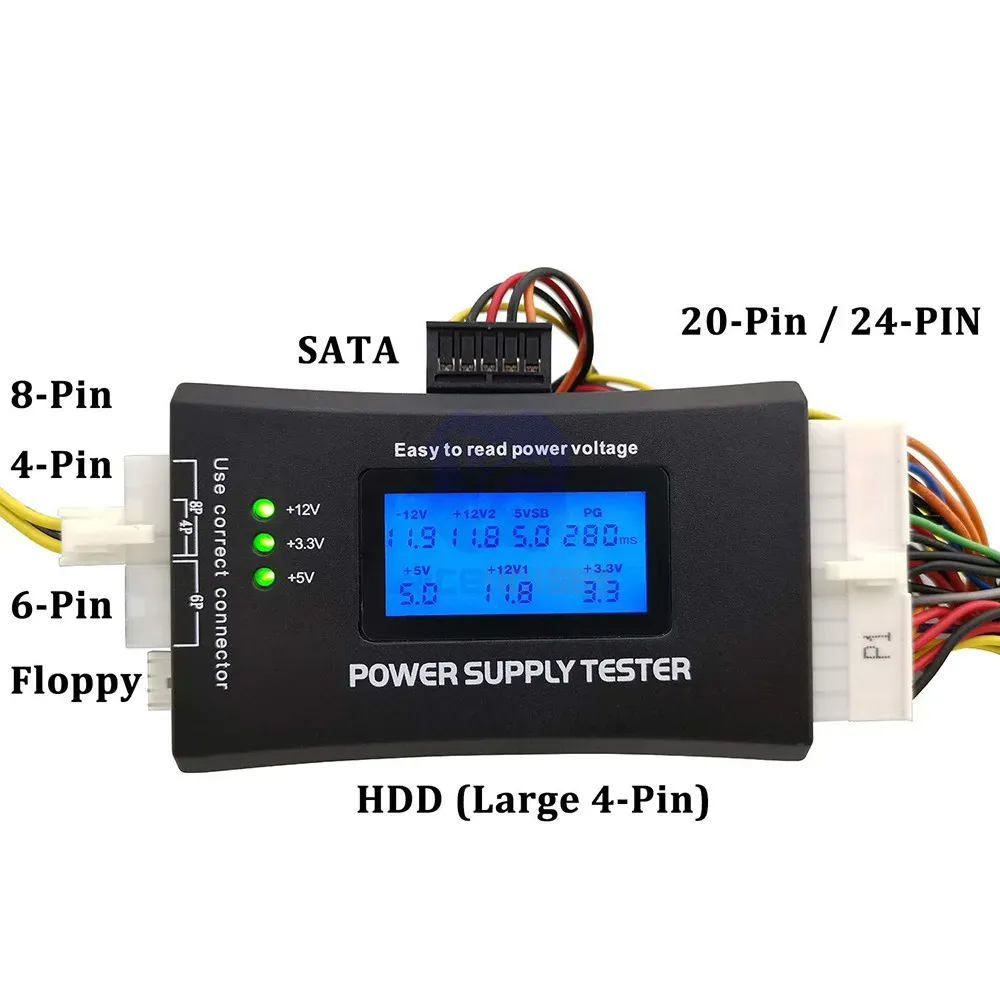 Tester Digital Fuente Poder para PC ATX BTX ITX 24-PIN SATA-IDE 1