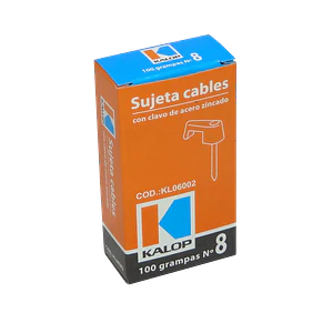 KALOP 100-UN Nº8 Blanca 2,45x7mm Clavo-14x1,8mm Zincado Sujeta-Cable