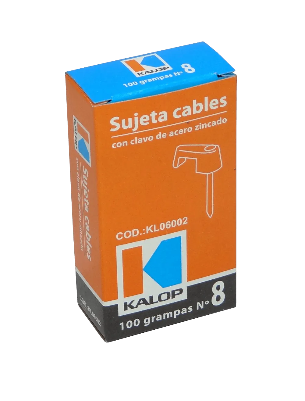 KALOP 100-UN Nº8 Blanca 2,45x7mm Clavo-14x1,8mm Zincado Sujeta-Cable 1