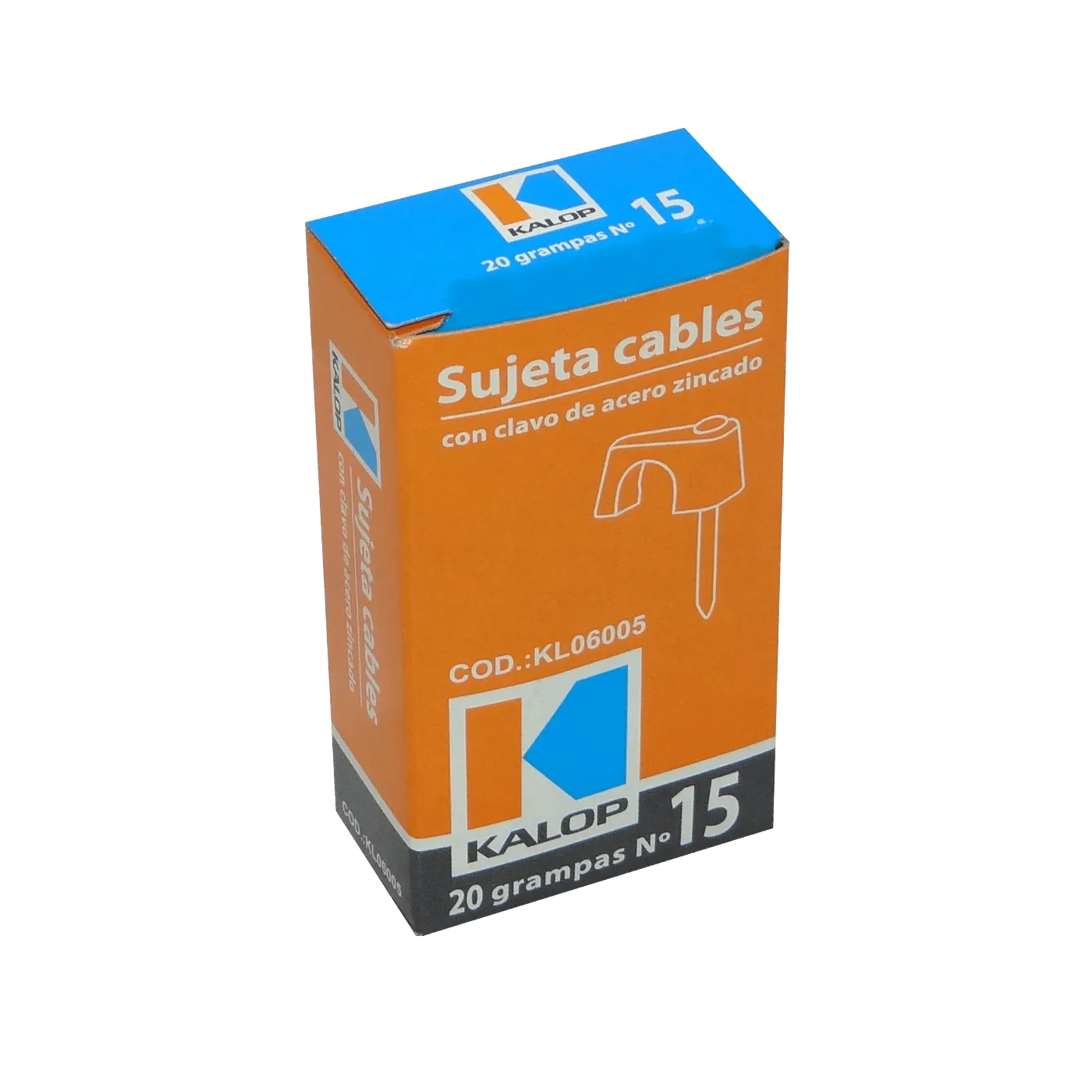 KALOP 20-UN Nº15 Gris 11x15mm Clavo-18x2,25mm Zincado Sujeta-Cable 1