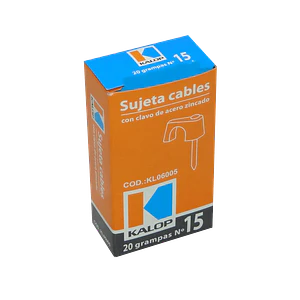 KALOP 20-UN Nº15 Gris 11x15mm Clavo-18x2,25mm Zincado Sujeta-Cable
