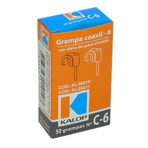 KALOP 50-UN C6 Negra 6x6mm Clavo-15x2mm Zincado Sujeta-Cable Coaxial