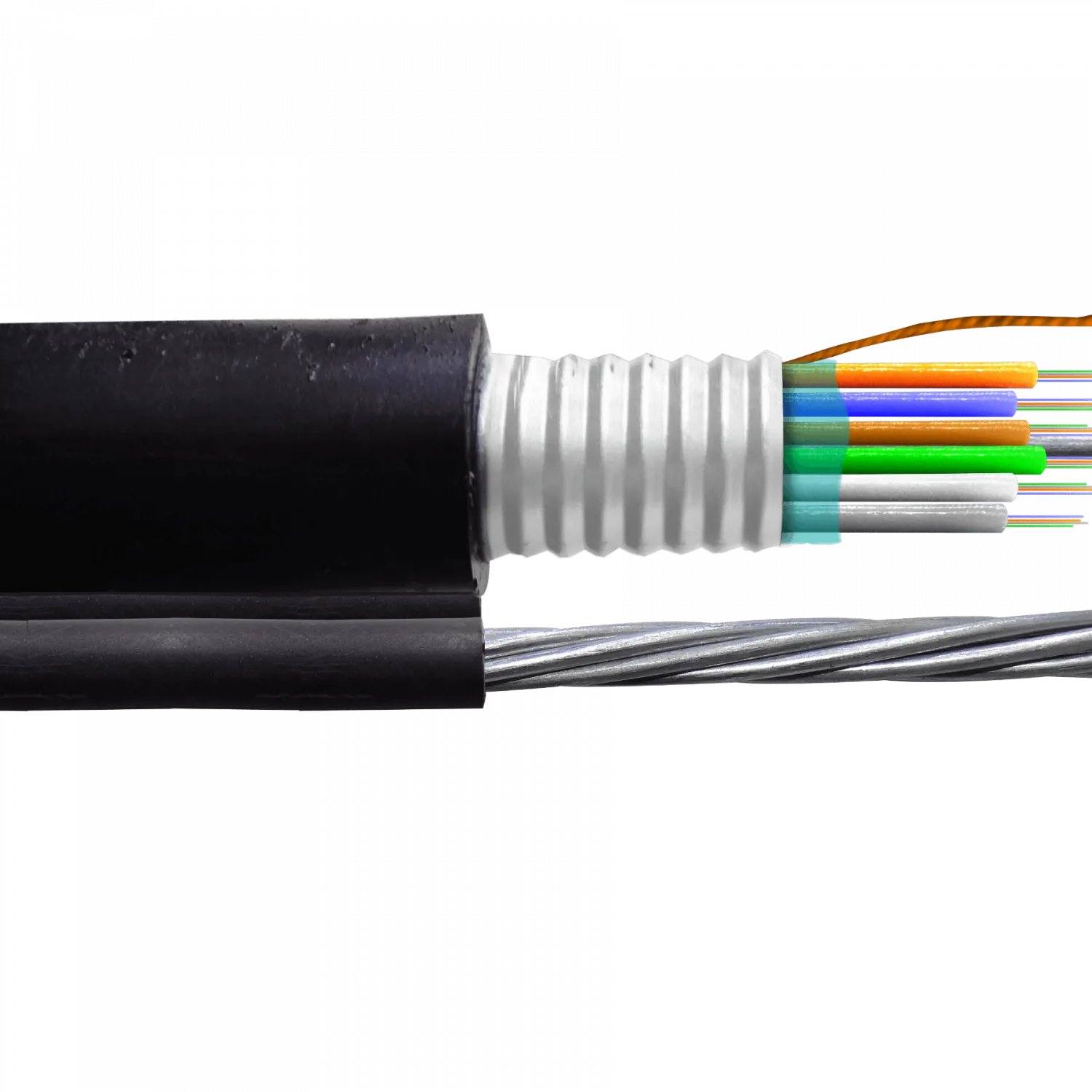 Cable de Fibra Óptica Monomodo 24 Fibras G652D Figura 8 Exterior con Portante - CFS824  1