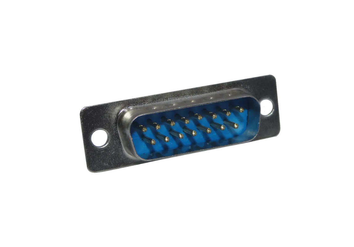Conector DB15 Macho DA-15 15 Pines Soldable, 39mm, Sin Tapa, Color Plateado 1
