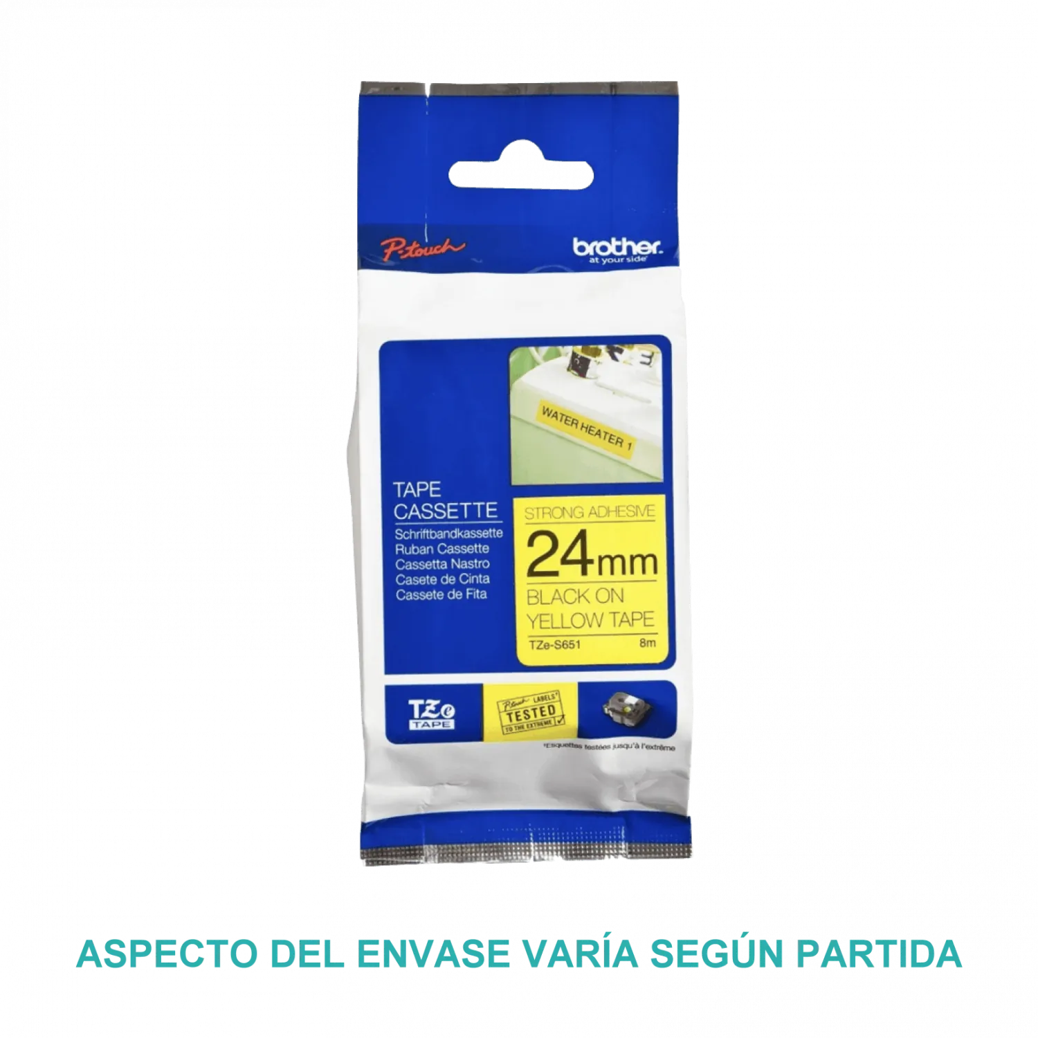 Cinta negro sobre amarillo adhesivo industrial de 24mm (0,94