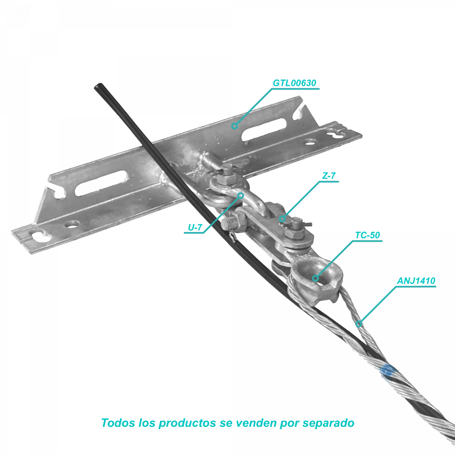 Directo-a-Cruceta 70kN Acero Galvanizado U-SHACKLE p/Preformada 1
