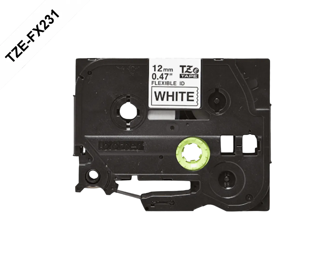 Cinta ID Flexibles negro sobre blanco 12 mm (0,47