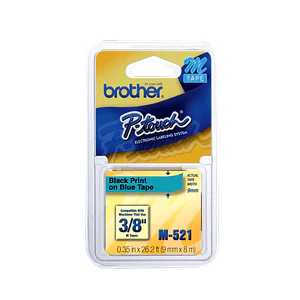 Cinta Brother M521 9mm negro en fondo azul 8m