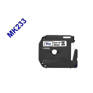 Cinta No Laminada Brother MK233, Azul sobre Blanco, 12 mm, 8 Metros 