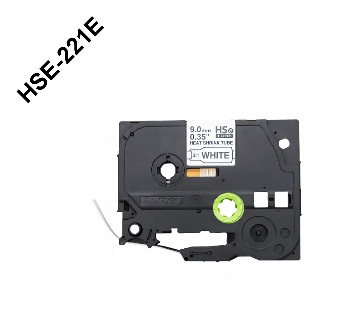 Cinta termoretractil Brother HSE-221E 9mm negro en blanco 15m 1