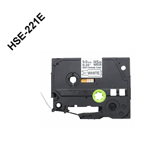 Cinta termoretractil Brother HSE-221E 9mm negro en blanco 15m